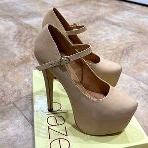 Nude platform heels
